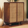 Larissa Solid Wood Rattan 2 Door Chestnut Accent Cabinet Storage Cabinet