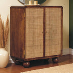 Larissa Solid Wood Rattan 2 Door Chestnut Accent Cabinet Storage Cabinet