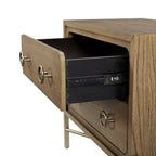 2 Drawer Nightstand with USB in Latte Finish with Metal Base