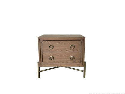 2 Drawer Nightstand with USB in Latte Finish with Metal Base