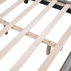 Leather Upholstered Platform Bed with Rabbit Accent.