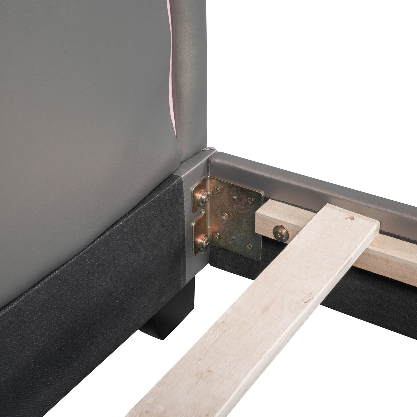 Full Size and Twin Size Upholstered Leather Platform Bed with Rabbit Ornament