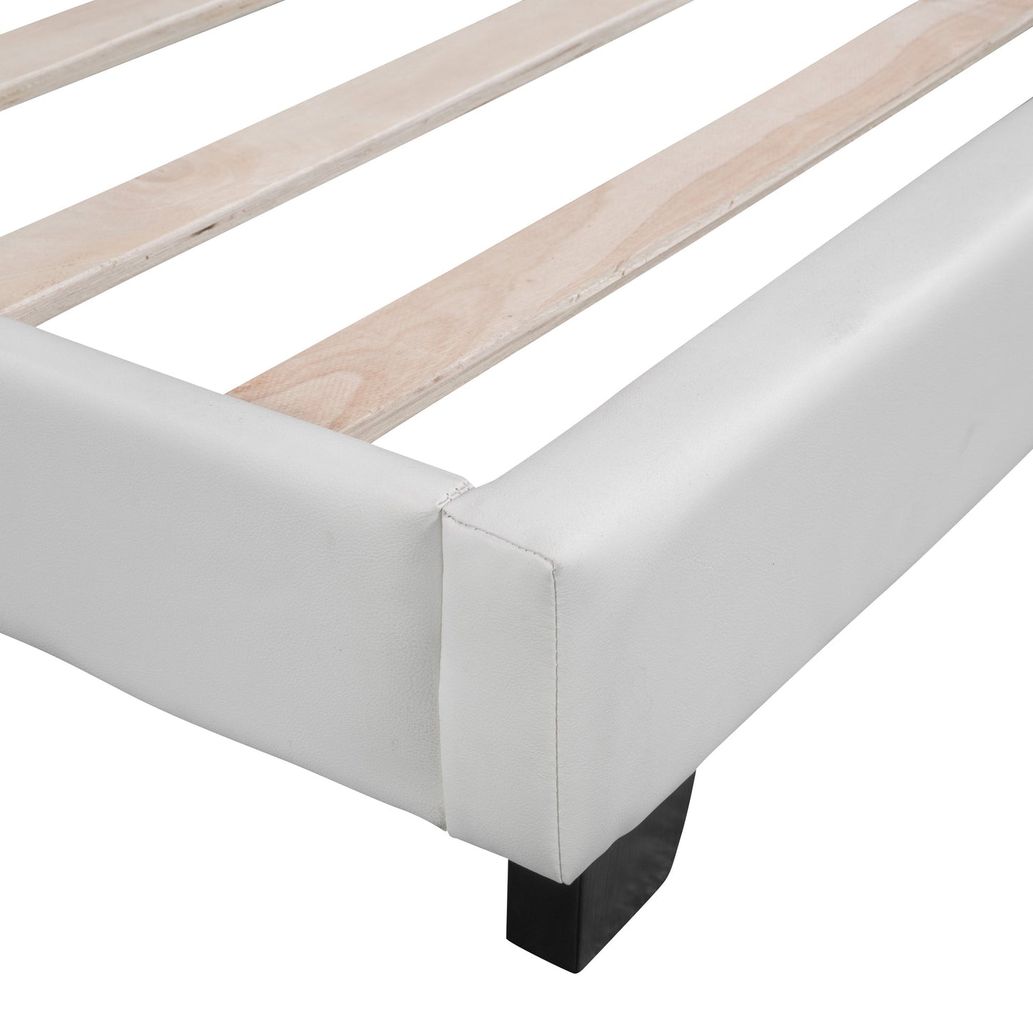 Full Size and Twin Size Upholstered Leather Platform Bed with Rabbit Ornament