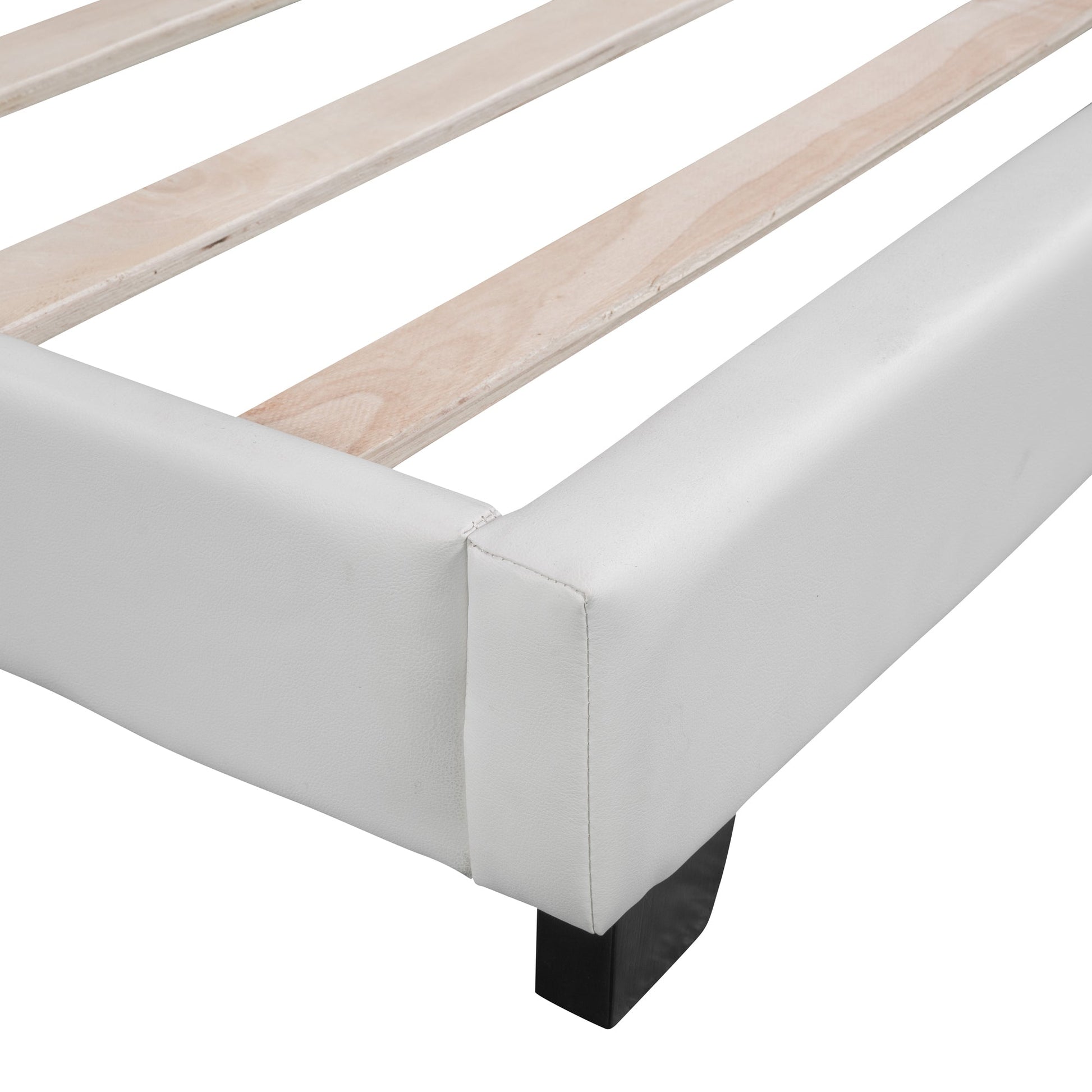 Full Size and Twin Size Upholstered Leather Platform Bed with Rabbit Ornament