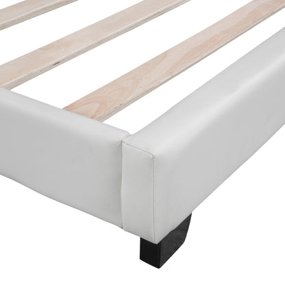 Full Size and Twin Size Upholstered Leather Platform Bed with Rabbit Ornament