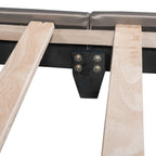 Leather Upholstered Platform Bed with Rabbit Accent.