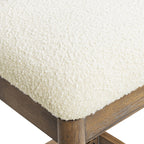 Leon 27' Arched Back Wood & Upholstered Counter Stool, Set of 2, Ivory White Boucle