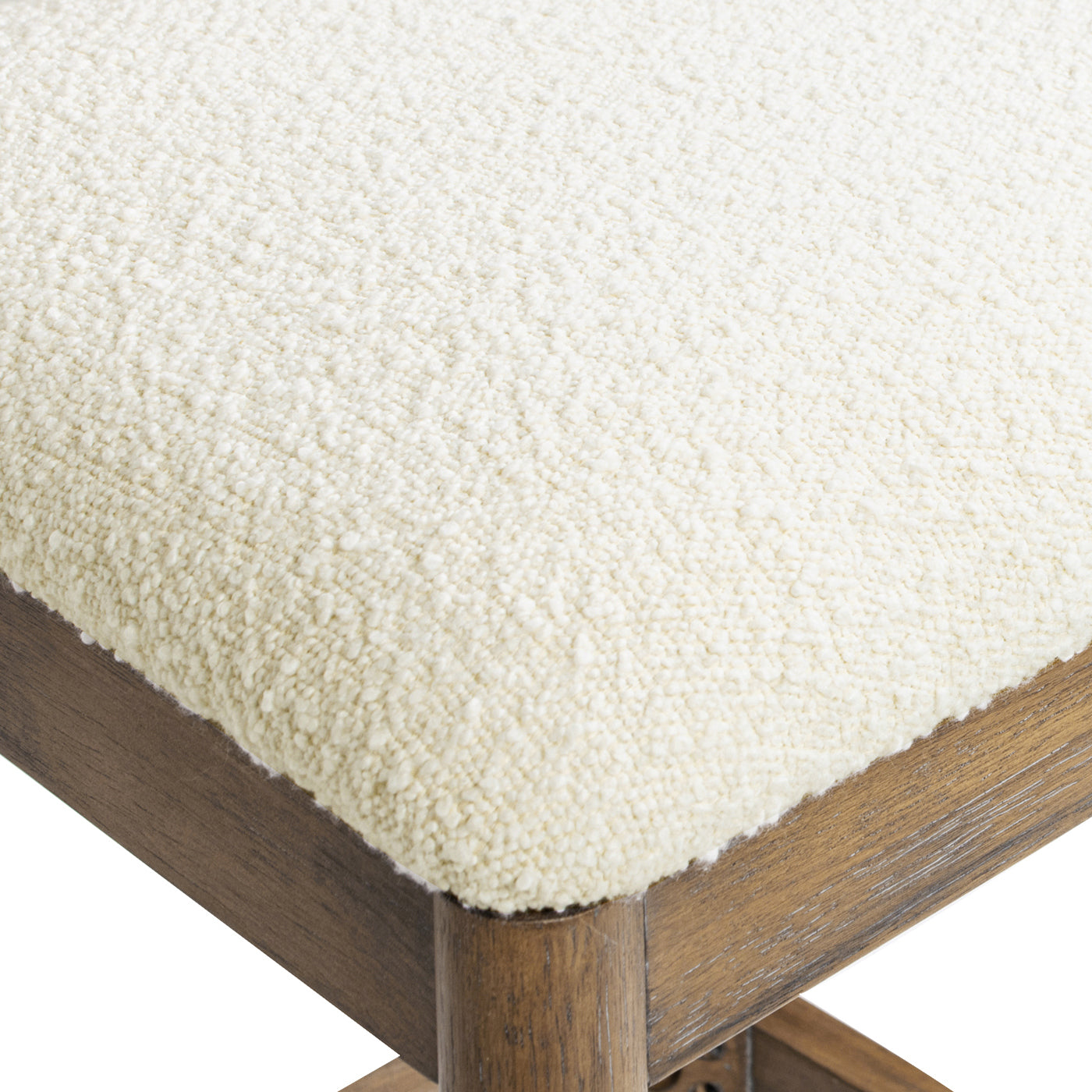 Leon 27' Arched Back Wood & Upholstered Counter Stool, Set of 2, Ivory White Boucle