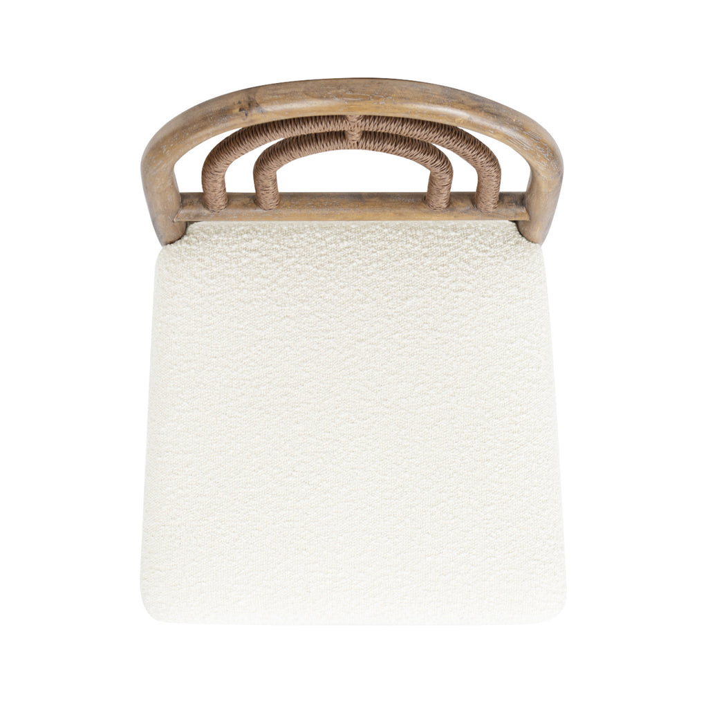 Leon 27' Arched Back Wood & Upholstered Counter Stool, Set of 2, Ivory White Boucle