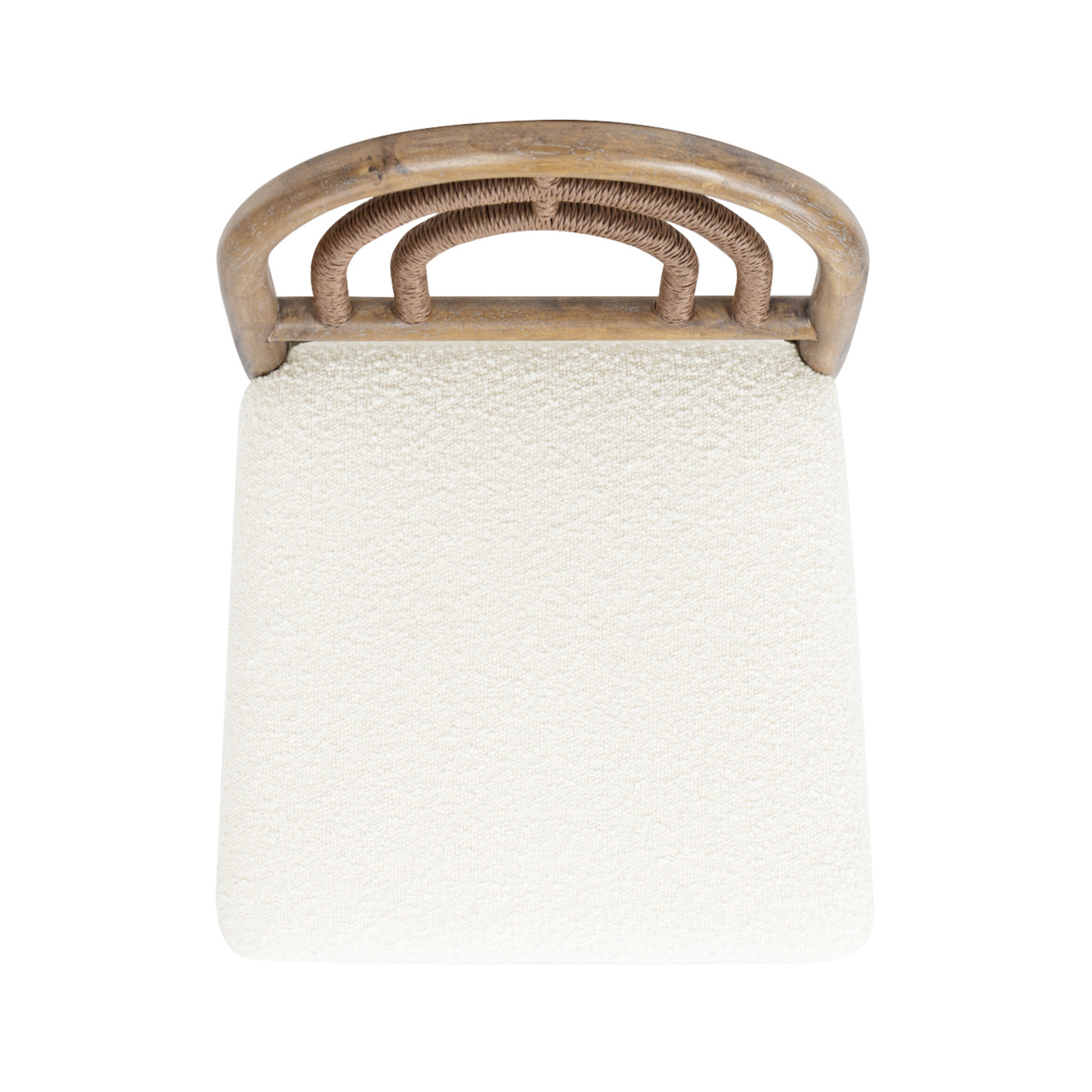 Leon 27' Arched Back Wood & Upholstered Counter Stool, Set of 2, Ivory White Boucle