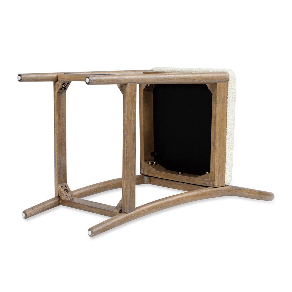 Leon 27' Arched Back Wood & Upholstered Counter Stool, Set of 2, Ivory White Boucle