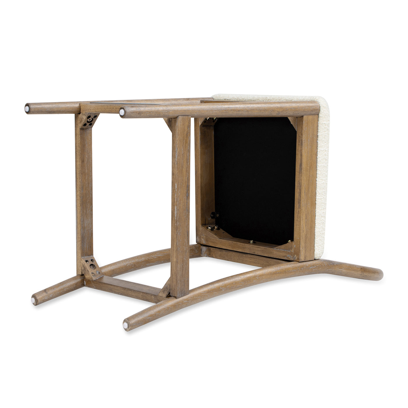 Leon 27' Arched Back Wood & Upholstered Counter Stool, Set of 2, Ivory White Boucle