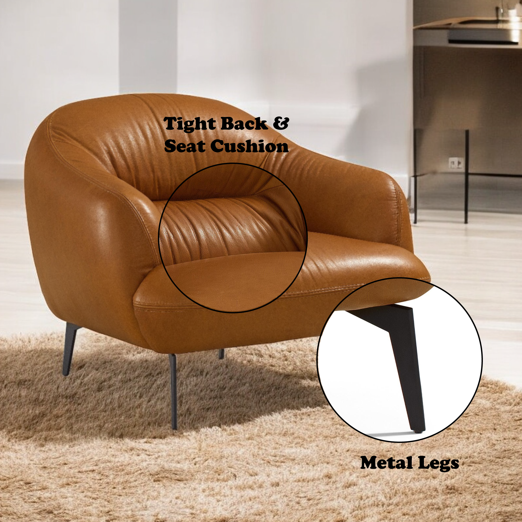 Leonia Cognac Leather Chair
