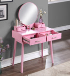 Liannon Contemporary Wood Vanity Stool Set Pink.