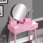 Liannon Contemporary Wood Vanity Stool Set Pink.
