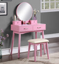 Liannon Contemporary Wood Vanity Stool Set Pink.
