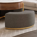 Modern Lift-Top Round Coffee Table with Hidden Storage, Walnut Veneer & Sintered Stone Top,3 Upholstered Nesting Ottomans, Space-Saving Design