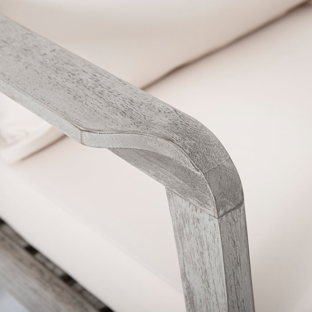 (SET OF 2) Outdoor Acacia Wood Patio Club Chair, Patio Furniture,Waterproof Thick Cushion Deep Seating for Porch, Garden, Backyard, Balcony, Weight Capacity 400lbs, Light Gray finish, Cream cushion - Groovy Boardz