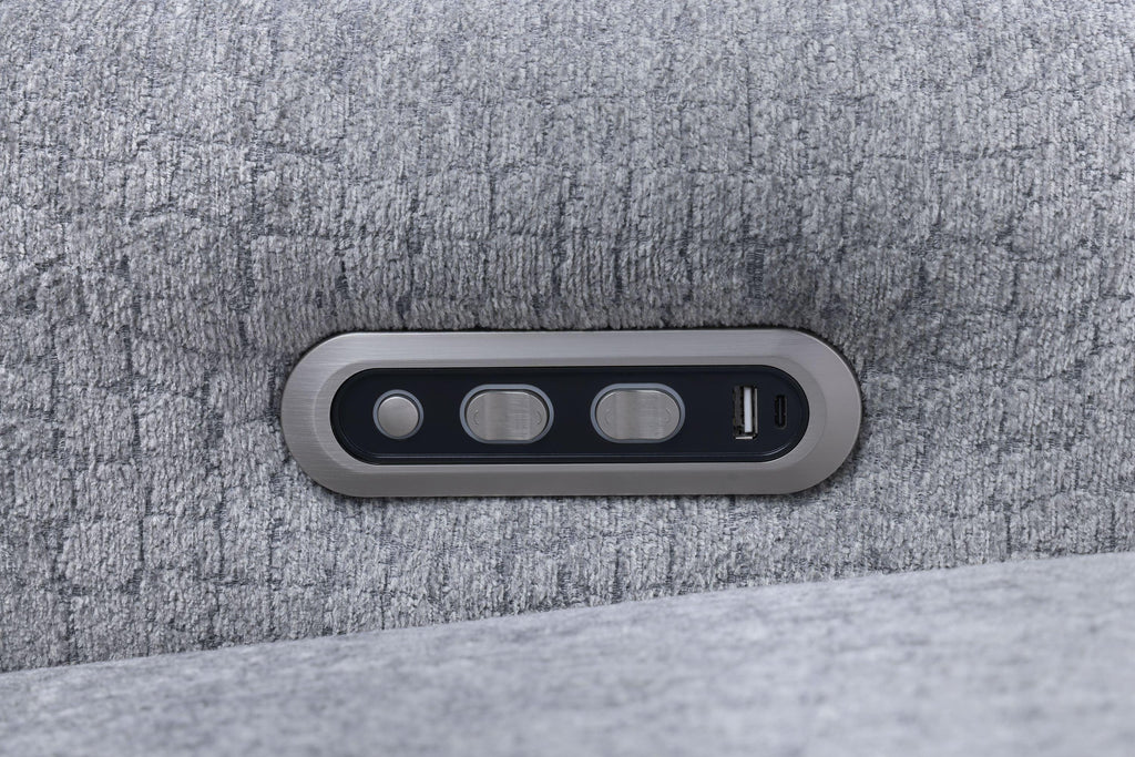 Light Gray Chenille Modular Sectional Sofa With Console.