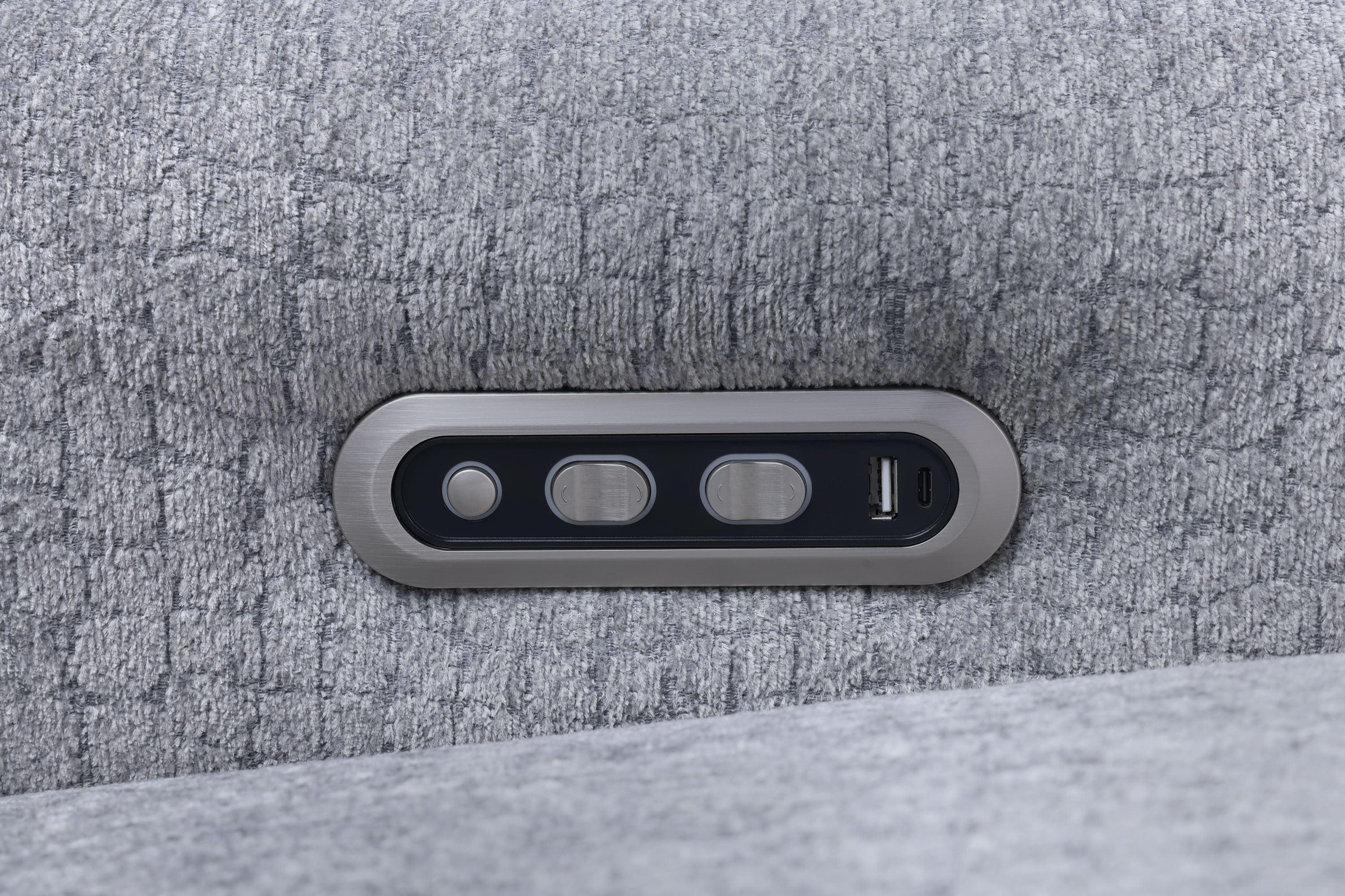 Light Gray Chenille Modular Sectional Sofa With Console.