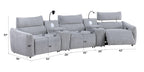 Light Gray Chenille Modular Sectional Sofa With Console.