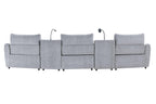 Light Gray Chenille Modular Sectional Sofa With Console.