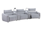 Light Gray Chenille Modular Sectional Sofa With Console.