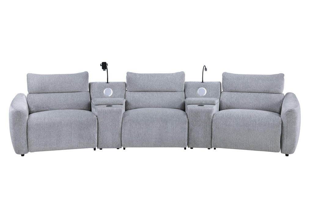 Light Gray Chenille Modular Sectional Sofa With Console.