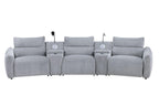 Light Gray Chenille Modular Sectional Sofa With Console.