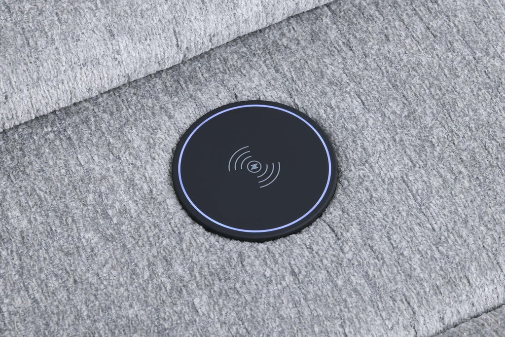 Light Gray Chenille Modular Sectional Sofa With Console.