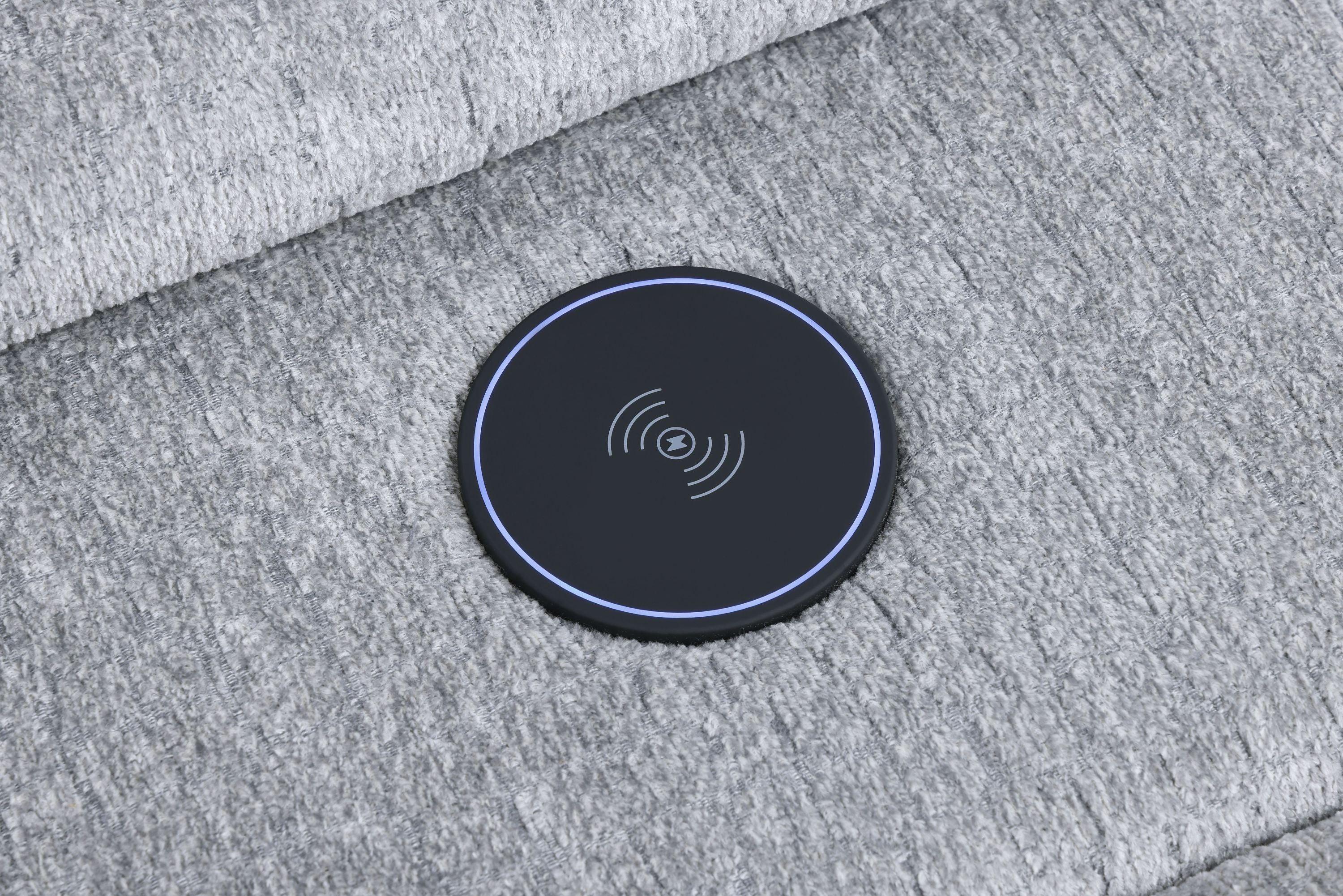 Light Gray Chenille Modular Sectional Sofa With Console.