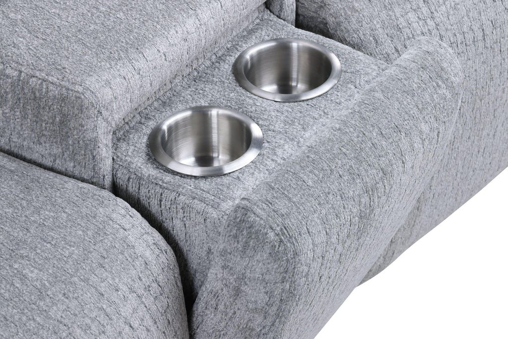 Light Gray Chenille Modular Sectional Sofa With Console.