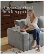 Cloud Modular Sectional Sofa, Oversized Sectional Couches for Living Room, Cushion Deep Seat Sofa Set, Corduroy L Shaped Couch with 1 Ottoman (Light Gray)