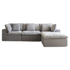 Cloud Modular Sectional Sofa, Oversized Sectional Couches for Living Room, Cushion Deep Seat Sofa Set, Corduroy L Shaped Couch with 1 Ottoman (Light Gray)