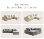 Cloud Modular Sectional Sofa, Oversized Sectional Couches for Living Room, Cushion Deep Seat Sofa Set, Corduroy L Shaped Couch with 1 Ottoman (Light Gray)