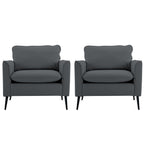 TS Nordic Retro Light Luxury Leather Upholstered Sofa Chair 2PC in Light Gray, Casual Living Room Balcony Bedroom Accent Chair Accent Chair