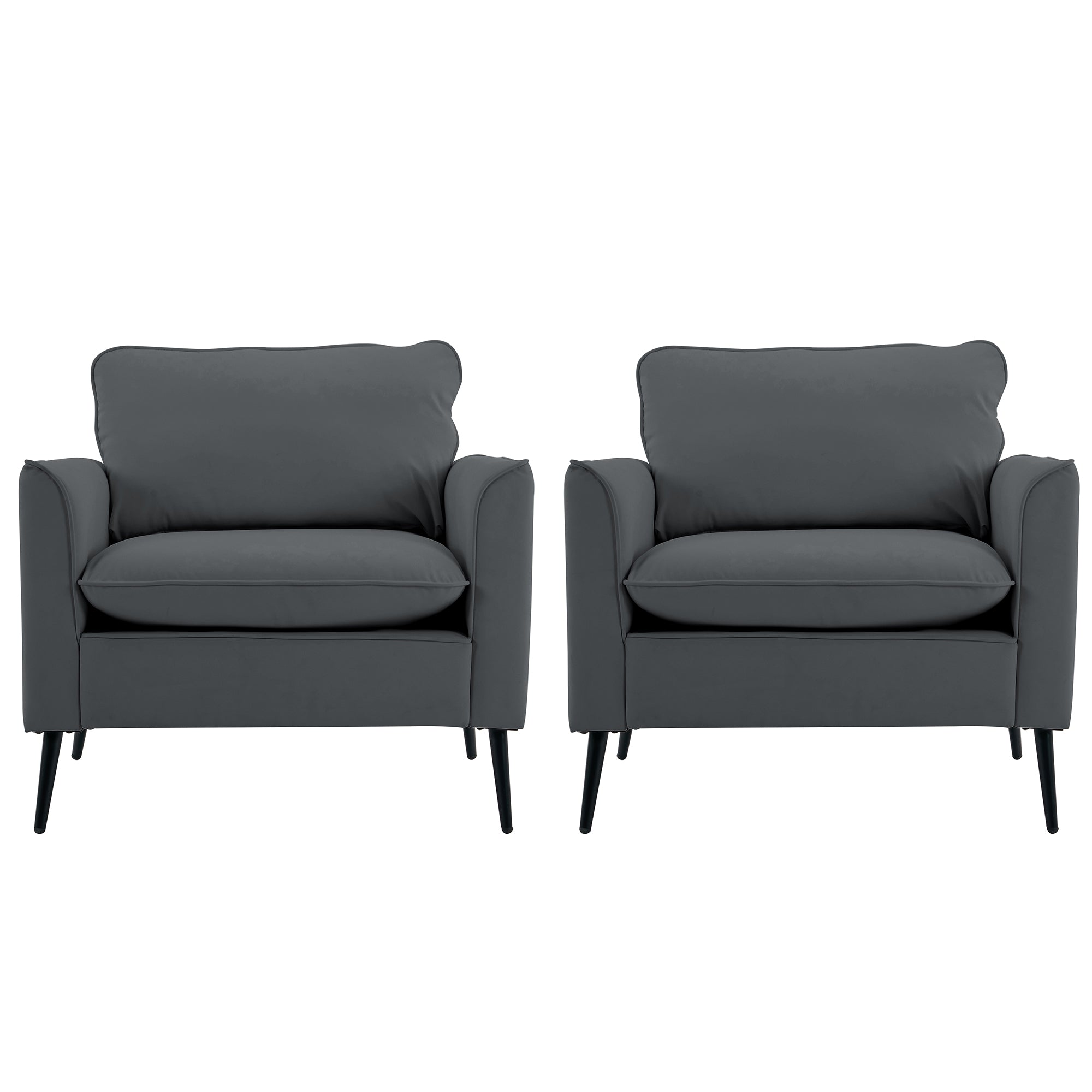 TS Nordic Retro Light Luxury Leather Upholstered Sofa Chair 2PC in Light Gray, Casual Living Room Balcony Bedroom Accent Chair Accent Chair