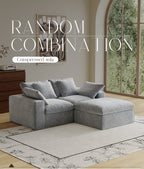 Modular Sectional Sofa, 3 Seats, Compressed Sectional Sofa Modern Minimalist Style Final Couch, Sleeper Sofa for Living Room, Comfy Compressed Sofa Couch Sofa With Ottoman, Light Gray