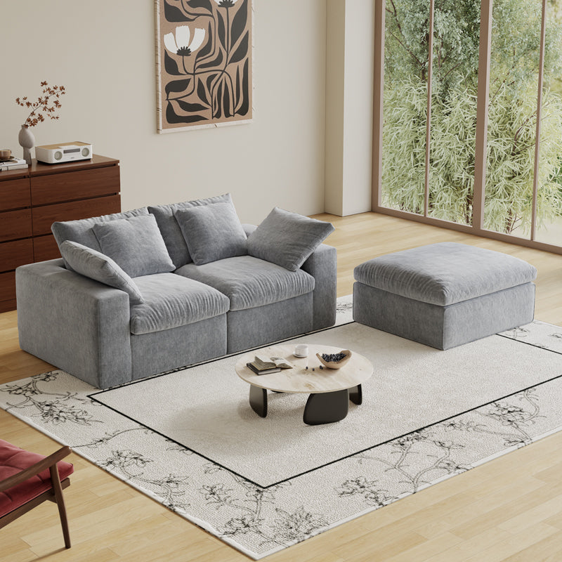 Modular Sectional Sofa, 3 Seats, Compressed Sectional Sofa Modern Minimalist Style Final Couch, Sleeper Sofa for Living Room, Comfy Compressed Sofa Couch Sofa With Ottoman, Light Gray