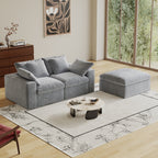 Modular Sectional Sofa, 3 Seats, Compressed Sectional Sofa Modern Minimalist Style Final Couch, Sleeper Sofa for Living Room, Comfy Compressed Sofa Couch Sofa With Ottoman, Light Gray
