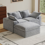 Modular Sectional Sofa, 3 Seats, Compressed Sectional Sofa Modern Minimalist Style Final Couch, Sleeper Sofa for Living Room, Comfy Compressed Sofa Couch Sofa With Ottoman, Light Gray