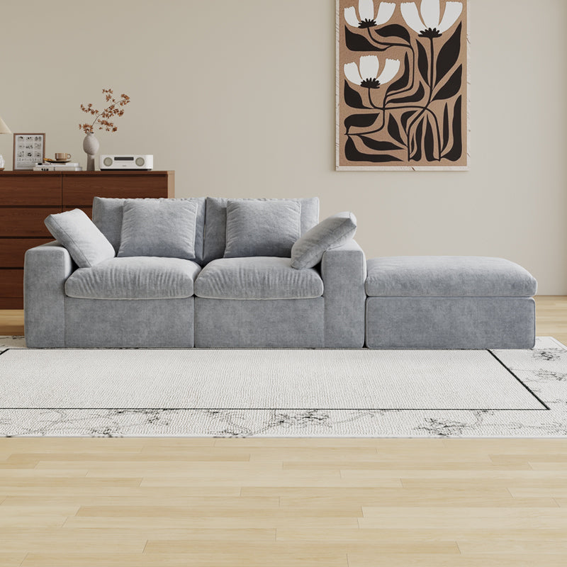 Modular Sectional Sofa, 3 Seats, Compressed Sectional Sofa Modern Minimalist Style Final Couch, Sleeper Sofa for Living Room, Comfy Compressed Sofa Couch Sofa With Ottoman, Light Gray