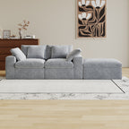 Modular Sectional Sofa, 3 Seats, Compressed Sectional Sofa Modern Minimalist Style Final Couch, Sleeper Sofa for Living Room, Comfy Compressed Sofa Couch Sofa With Ottoman, Light Gray