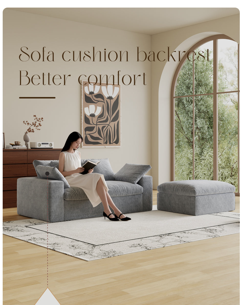 Modular Sectional Sofa, 3 Seats, Compressed Sectional Sofa Modern Minimalist Style Final Couch, Sleeper Sofa for Living Room, Comfy Compressed Sofa Couch Sofa With Ottoman, Light Gray