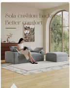 Modular Sectional Sofa, 3 Seats, Compressed Sectional Sofa Modern Minimalist Style Final Couch, Sleeper Sofa for Living Room, Comfy Compressed Sofa Couch Sofa With Ottoman, Light Gray