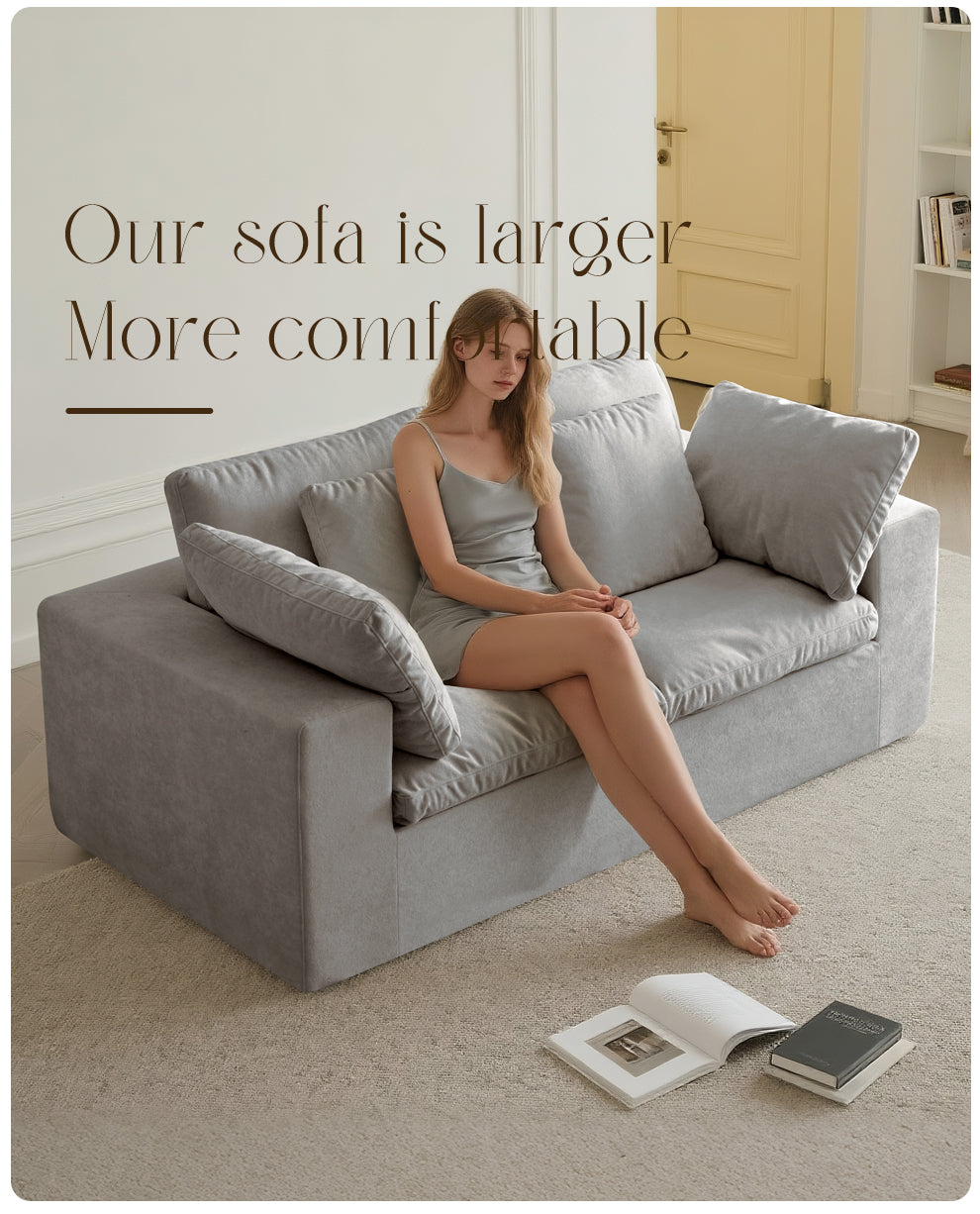 Modular Sectional Sofa, 3 Seats, Compressed Sectional Sofa Modern Minimalist Style Final Couch, Sleeper Sofa for Living Room, Comfy Compressed Sofa Couch Sofa With Ottoman, Light Gray