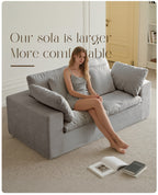 Modular Sectional Sofa, 3 Seats, Compressed Sectional Sofa Modern Minimalist Style Final Couch, Sleeper Sofa for Living Room, Comfy Compressed Sofa Couch Sofa With Ottoman, Light Gray