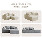 Modular Sectional Sofa, 3 Seats, Compressed Sectional Sofa Modern Minimalist Style Final Couch, Sleeper Sofa for Living Room, Comfy Compressed Sofa Couch Sofa With Ottoman, Light Gray