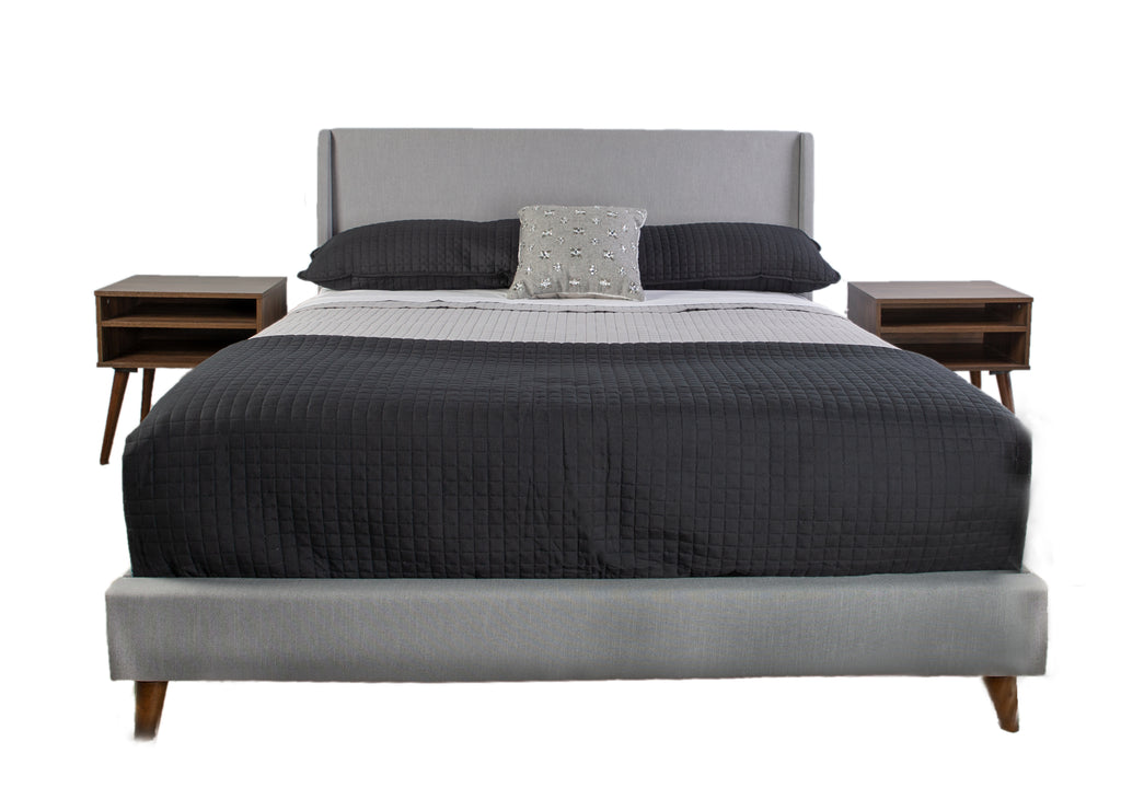 Queen Upholstered Bed With 2 Nightstands