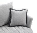 Light Gray Finish Transitional Style 1pc Channel Tufted Swivel Round Chair Scattered Back Pillow Primary living Room Accent Chair